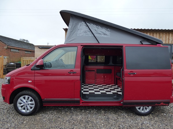 black and red van